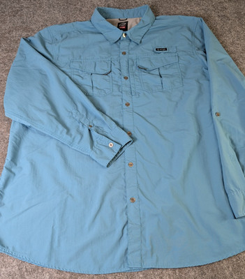 Wrangler ATG Shirt Men's XXL Blue Long Sleeve Button Up EUC