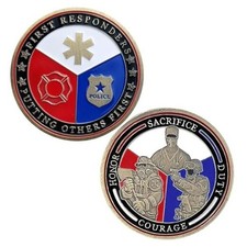 First Responders Challenge Coin Police, Firefighter and EMS