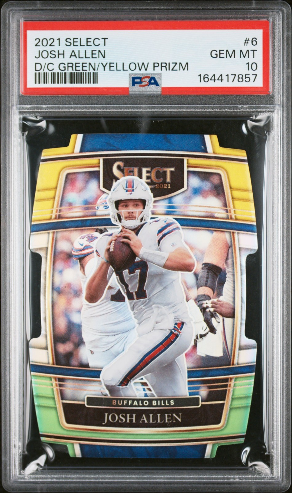 2021 Panini Select Josh Allen Die-Cut Green/Yellow Prizm #6 (PSA 10) view 1