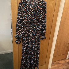 SHEIN MULTI COLOURED HEART LONG FIT & FLARE DRESS SIZE L