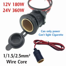12-24V Power Plug Car Cigarette Female Socket Connector Lighter DC Adapter Cable