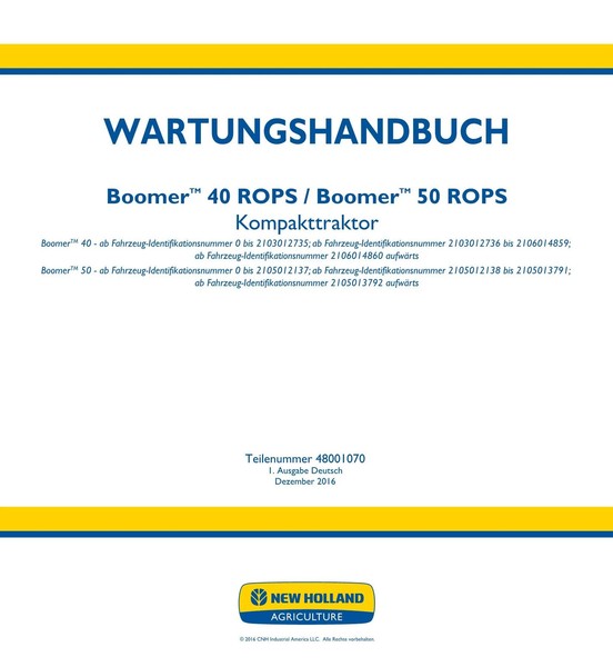 New Holland Boomer 40 50 Traktor Reparaturhandbuch #2-image