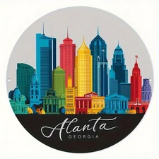 Vibrant Atlanta Georgia Cityscape Round 787Inch Aluminum Metal Wall Art
