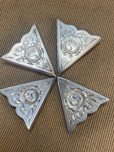 Vintage Sterling Custom Collar TIps By Maker Wage western collar tips (2 Pair)