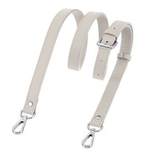 0.7" Genuine Leather Purse Strap for Bag Cream White, Silver Buckle