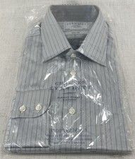 NWT Charles Tyrwhitt Men's 16.5/35 Light Gray Striped Slim Fit Dress Shirt