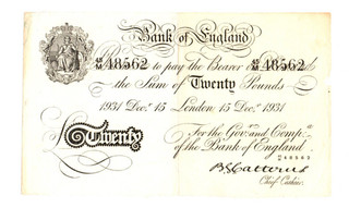 20 POUNDS VF NAZI MADE BANKNOTE FROM BERNHARTD OPERATION 1943 PICK 330b