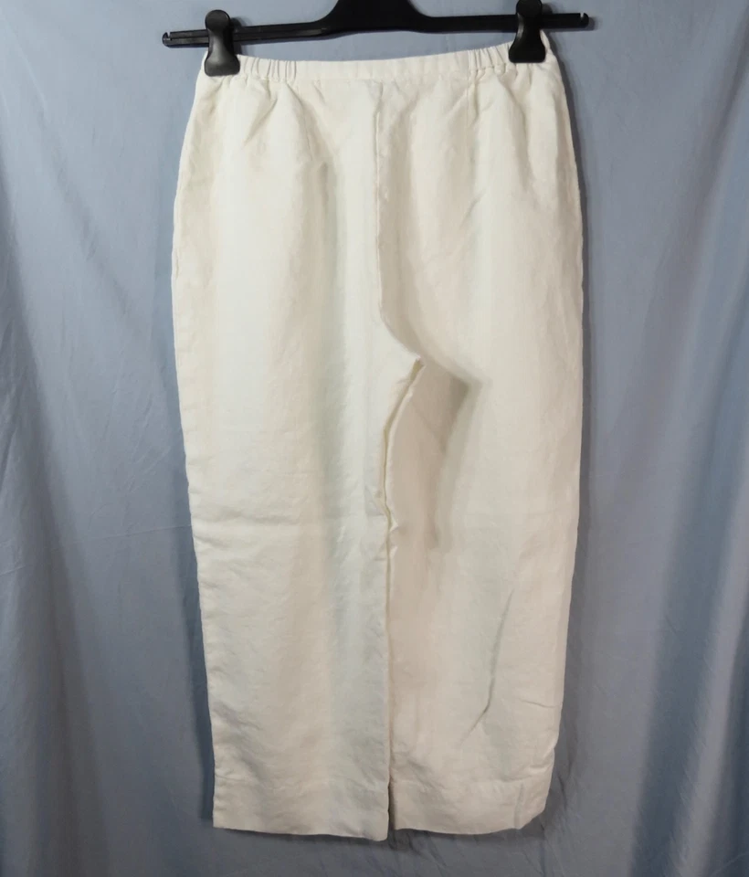 PANTALONES DE LINO FORRADOS BLANCOS DE COLECCIÓN Laura Ashley Pierna Ancha con Bolsillos ELÁSTICOS/CREMALLERAS talla 10 Foto 4 de 4