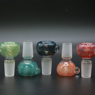 Lab Glass Slide Swirl Color Bubble Bowl 14 18mm Fitting Tobacco Hookah Bong