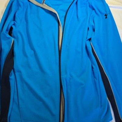 Under Armour Men s Blue Mesh Full-Zip Track Jacket Size M Loose Pockets