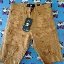 Jordan Craig Kids Brown Distressed Denim Shorts Button Fly Size 16