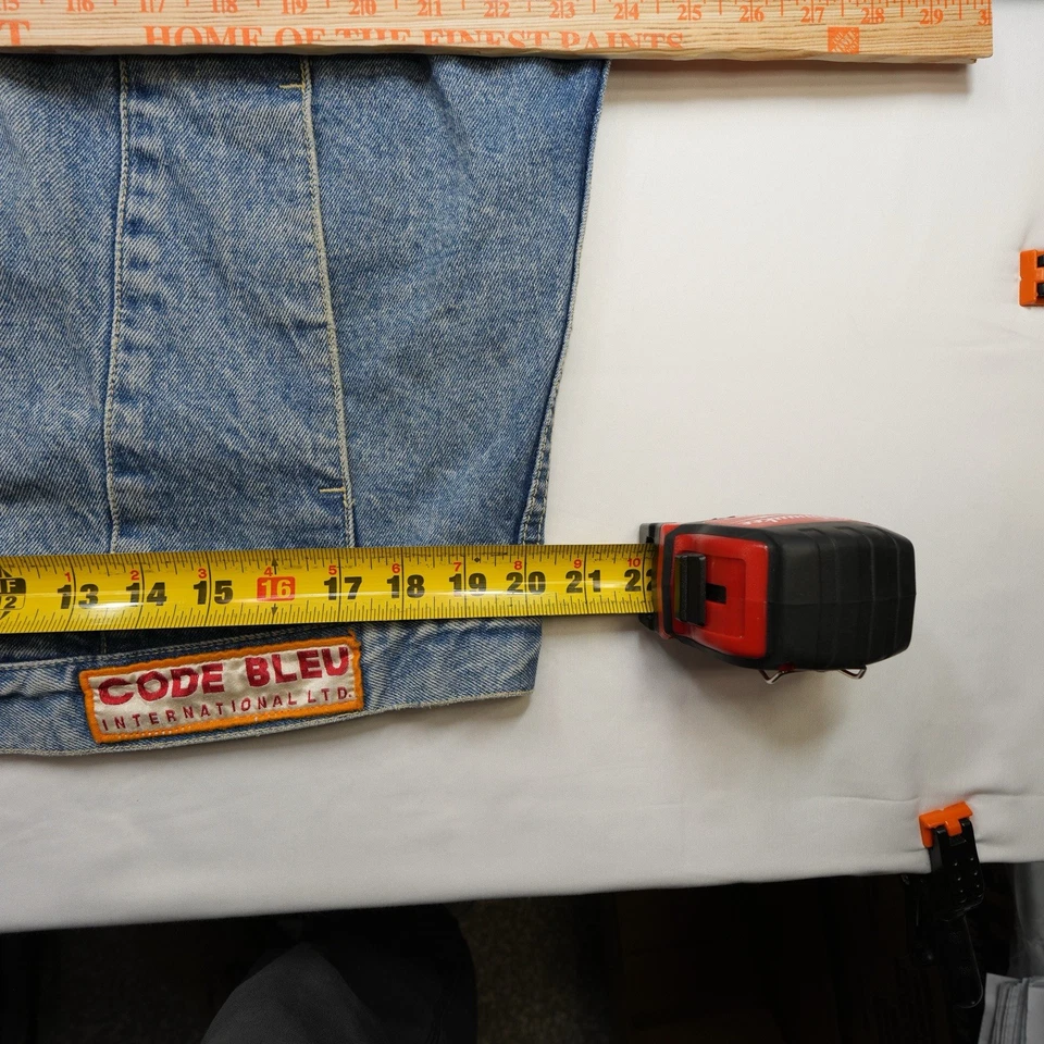 Vintage Code Bleu Jacket Mens Sz L/XL Blue Denim Jean Patchwork Bomber Trucker - Image 4 of 4