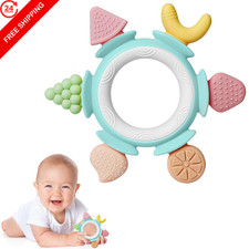 Hooku Silicone Teethers for Babies 6-12 Months, Teething Toys Blue