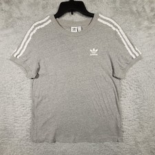Adidas Shirt Small Gray 3-Stripe Trefoil Logo