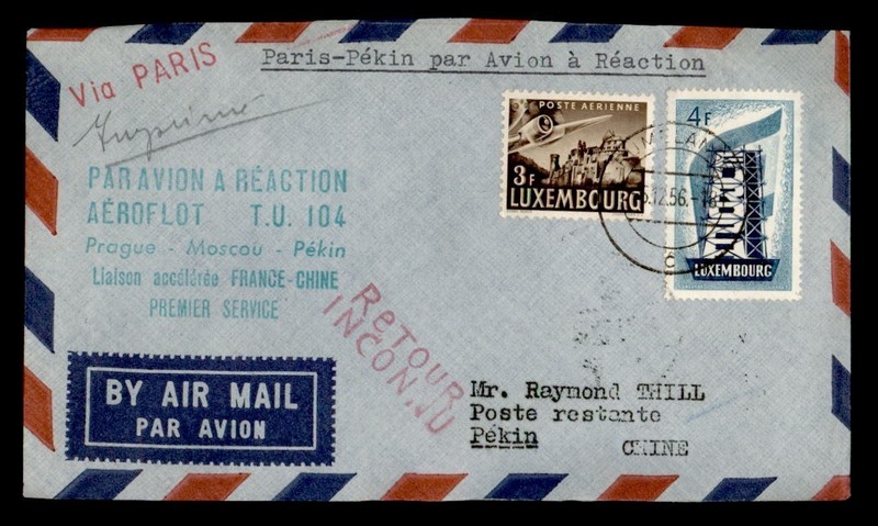 DR WHO 1956 LUXEMBOURG FIRST FLIGHT TO PEKING CHINA R82751