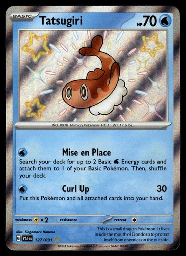Tatsugiri 127/091 PAF Paldean Fates Shiny Rare Pokemon Card - NM