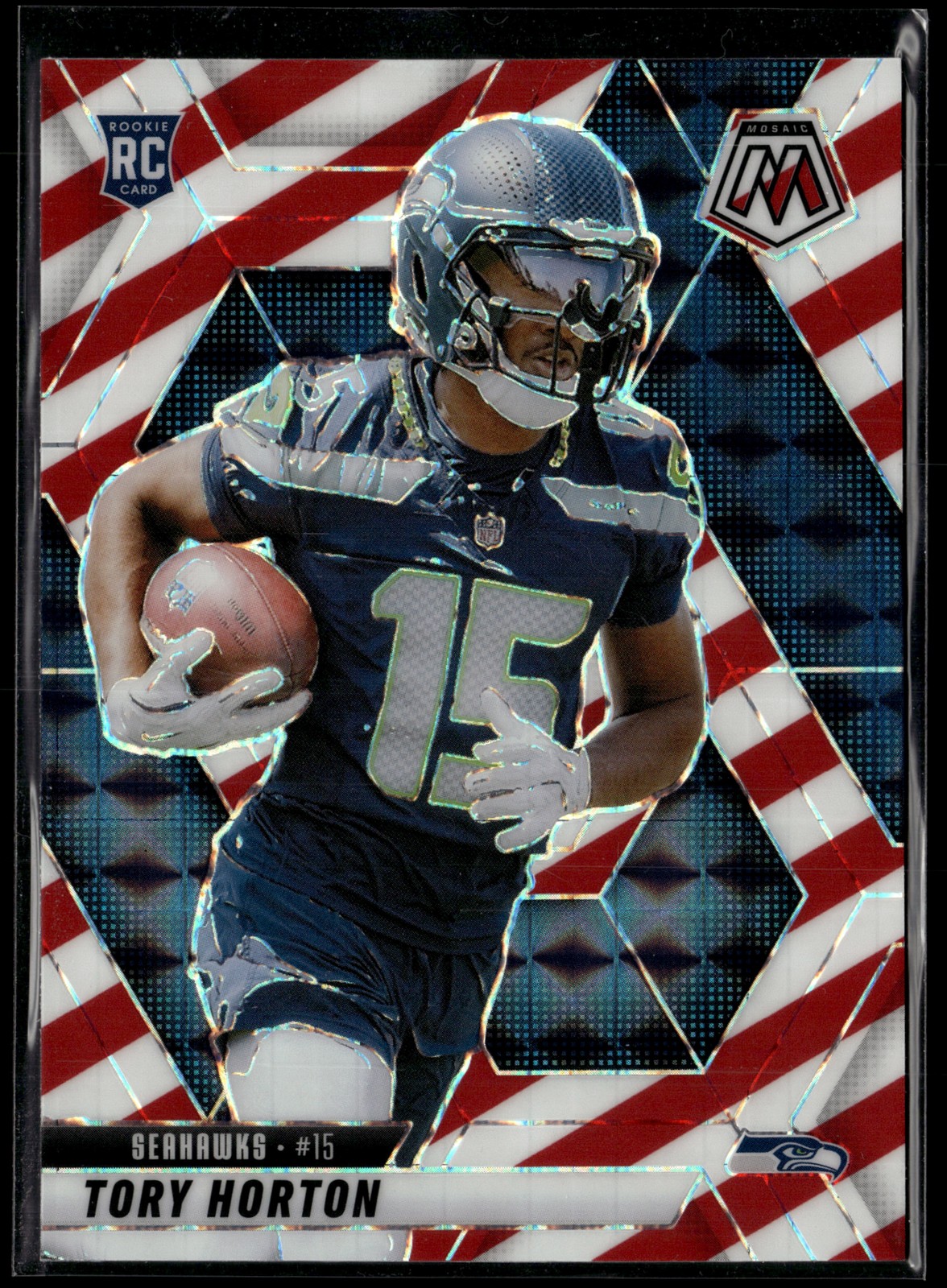 2025 Panini Mosaic #396 Tory Horton Mosaic Red and White Stripe