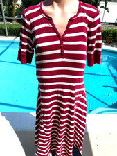 Ralph Lauren Red Striped Maxi Dress M Medium Stretchy Waffle Thermal
