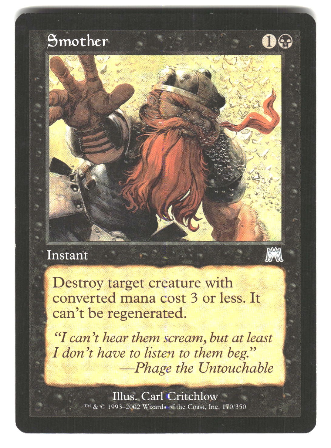 Smother 170 Uncommon Onslaught Magic: The Gathering Moderately Played