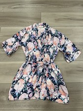 Vtg Victoria's Secret Gold Label 100 Silk Floral Robe Belted Women's One Size