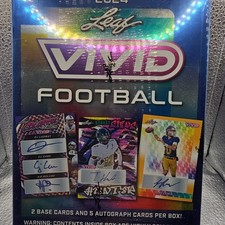 2024 Leaf Vivid Football Hobby Box FACTORY SEALED 5 autos per box