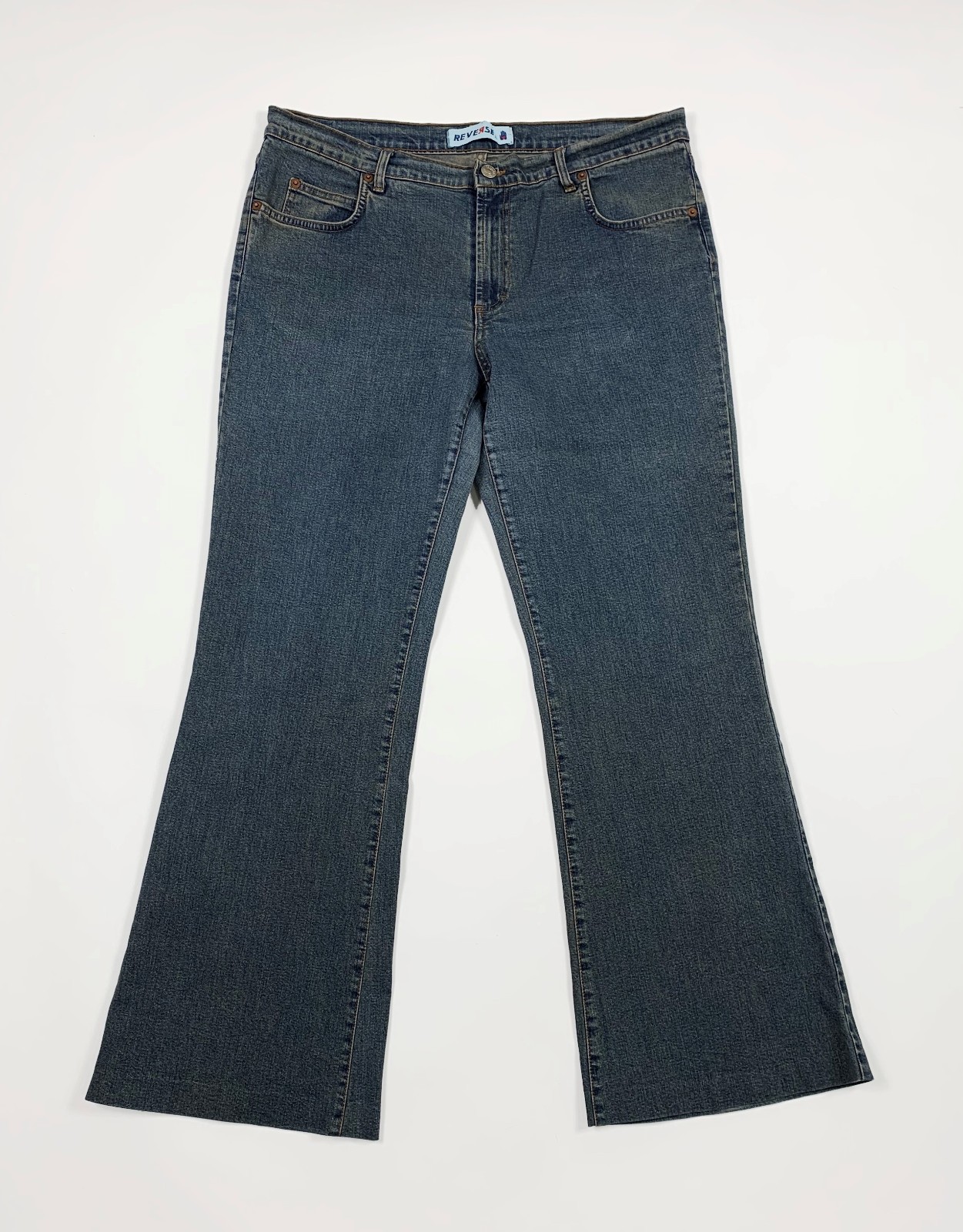 Reverse jeans donna usato bootcut a zampa flared vintage W38 tg 52 blu T6818