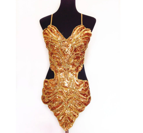 Ballet Dancer Costume Sequins Bling Bodysuit One Piece Festival Outfit Flapper - Picture 16 of 21