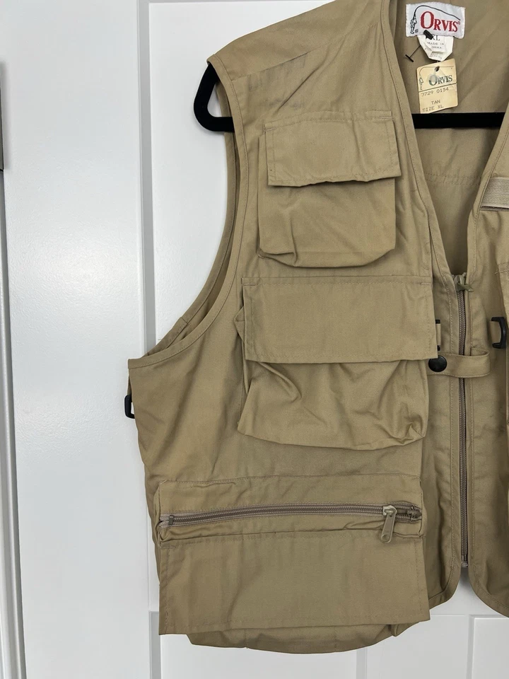 VTG Orvis Mens Fly Fishing Vest Khaki Multipockets XL New - Image 2 of 4