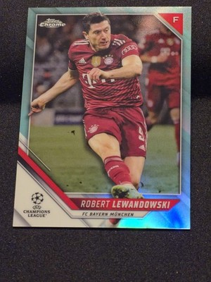 Robert Lewandowski /199 Aqua Refractor 2021-22 Topps Chrome UEFA Bayern Munich