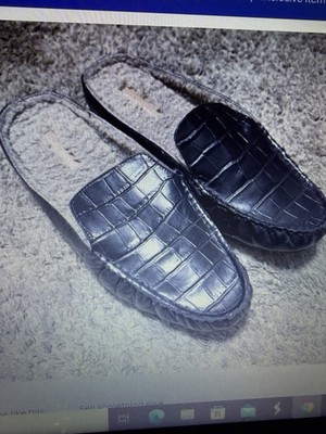 Aerosoles West Croc Genuine Leather Faux Fur Lined Mules Womens 8M NIB!!!