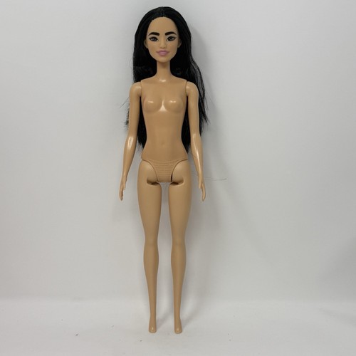 Barbie Mattel Fashionista #177 bambola nuda asiatica capelli lunghi neri - Foto 4 di 10