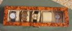 5 Watch Wood Display Box, watches included: Timex Indiglo Reef Gear FOSSIL Time