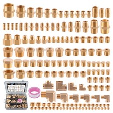 156pc Brass Pipe Fittings Kit 1/8" 1/4" 3/8" 1/2" 3/4" NPT Adapter Nipple Plug
