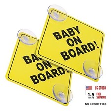 cobee Baby on Board Car Warning Signs, 2 Pcs 5"x5" Safety Car Sign with Style-A