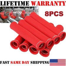 8PC 2500° Spark Plug Wire Boots Protector Sleeve Heat Shield Cover For 