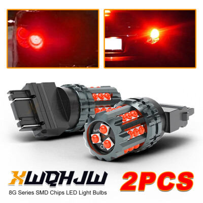 2x 3157 Red LED Bright Strobe Flash Blinking Brake Tail Stop Light/Parking Bulbs