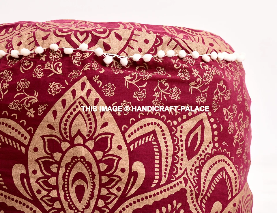 22" Bohemio Indio Ombre Mandala Puf Cubierta Otomana Decoración Puf Pie Taburete Arte Foto 3 de 3