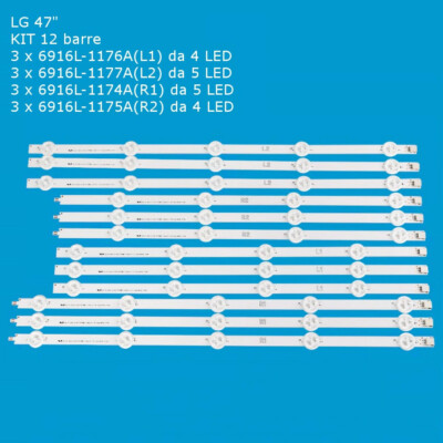 Set Balken LED für Fernseher Skyworth 47E380S '' Com4 ''