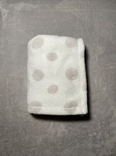 Baby Blanket Gray Circles Large Polka Dots Soft White Plush Fleece Lovey 30"x40"