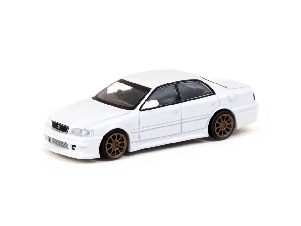 Tarmac Works 1:64 Vertex Toyota Chaser JZX100 blanco metálico fundido a presión coches de juguete Foto 4 de 4