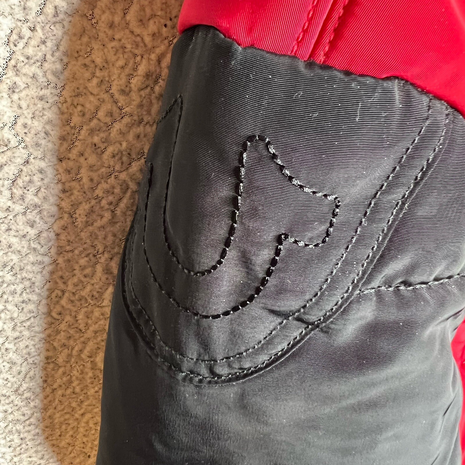 True Religion Men's Puffer Jacket Reb Black Color block 3XL Missing Hood image 8