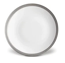 New L'objet Soie Tressee Bread & Butter Plate, White w/ Platinum accent, 6.5"
