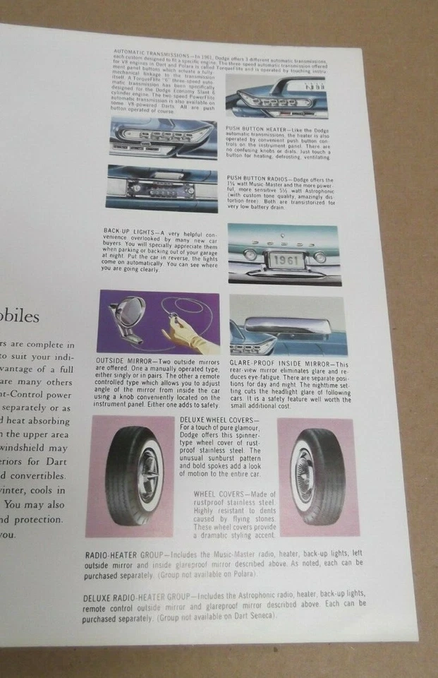 1961 DODGE DART PHOENIX ORIGINAL DEALER FOLDOUT ADVERTISEMENT AD 61 ART - Image 4 of 4