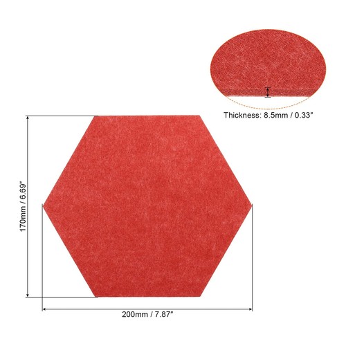 Hexagon Felt Board Tiles 4 Pack Self Adhesive Wall Bulletin Pin Board with Pu... - Picture 2 of 6