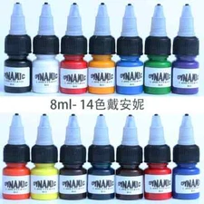 14Color/set 8 ml/bottle Tattoo Ink Kits Natural Plant Micropigmentation Pigment