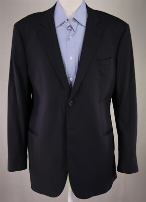 Giorgio Armani Black Label 46R Navy Wool Blazer Jacket 2-Button