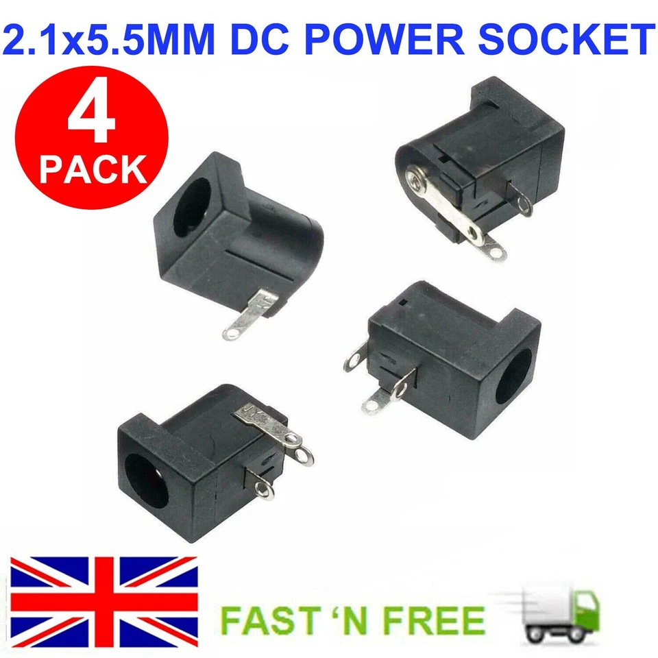 4 PCS 5.5X2.1MM PCB DC POWER SUPPLY SOCKET CONNECTOR BARREL JACK FOR LAPTOP LED
