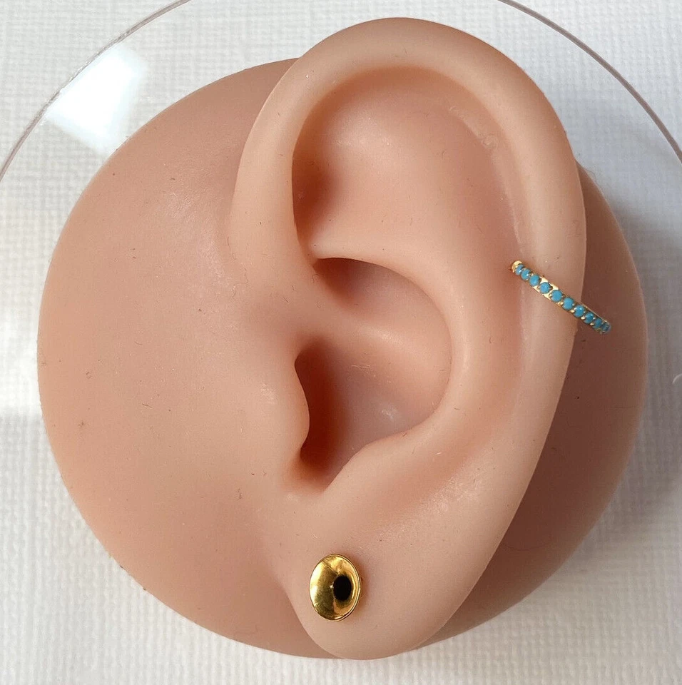 1pc Titanium Hinged Segment Ring Outer Turquoise Septum Hoop Helix Daith Jewelry - Image 3 of 4