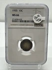 1955 10C Roosevelt Dime NGC MS 66 TONED BLU-28