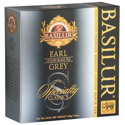 BASILUR Earl Grey- Ceylon-Schwarztee mit Bergamotteöl im Beutel, 100x2g